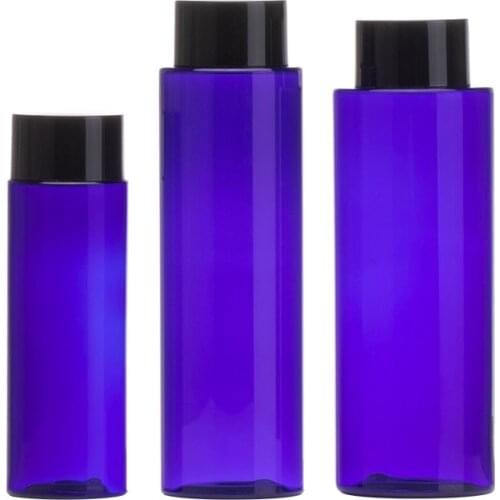 100ML 200ML 250ML New Empty Cosmetic Container Toner Black Screw Lip Plastic Refillable Travel Blue Packaging Bottles 15 Pieces