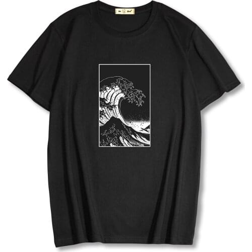 2021 summer new Japanese Ukiyo-e print t shirt men 100% Cotton Breathable Plus Size Mens clothing tops Casual Unisex tees