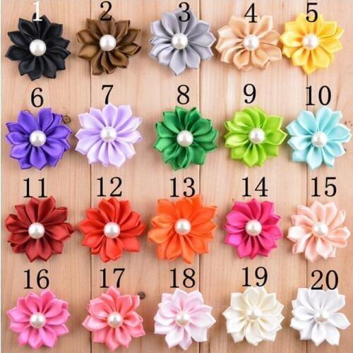 30PCS 4CM ribbon flower for kid headband DIY craft can choose colors(HMF-69)