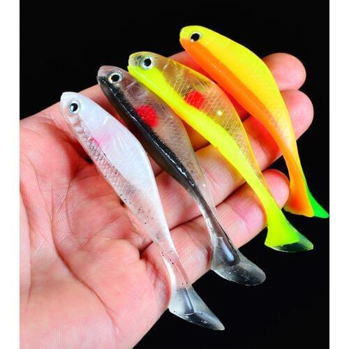 5pcs/lot Fishing Lure 4.8g/8.8cm Soft Lure Japan Shad Swimbaits Fishing Tackle Silicon Rubber 4 color Jig Head Fishing bait