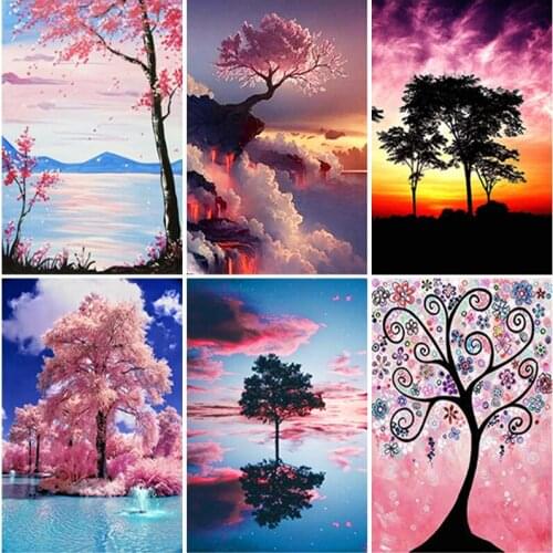 5D DIY Diamond Painting Cross Stitch Four Season Tree Diamond Embroidery Full Square Round Rhinestone of Picture Home Decoration