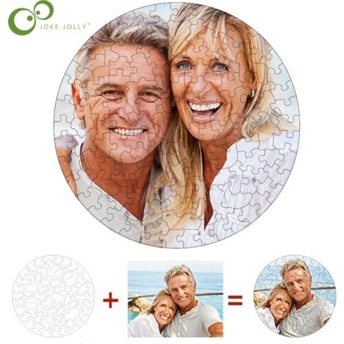 68Pcs/120Pcs/195Pcs Photo Custom Wooden Personalized Jigsaw Puzzle Round Shape Puzzle Gift Adult Antistress Toys WYW