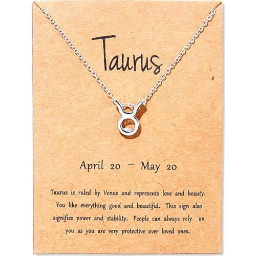 New Taurus Virgo Cancer Message Card Jewelry 12 Constellation Pendant Necklace Chain Necklaces For Women Birthday Gift