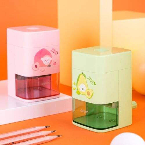 Deli 71154 automatic pencil sharpener Student Hand Crank Pencil Sharpener Cartoon Print Pencil Sharpener School Supply