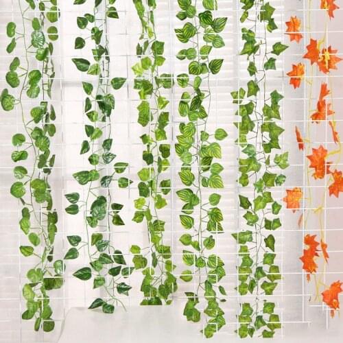 1piece 2.1M Artificial Plant Red Maple Leaf Ivy Leaf Home Wedding Party Decoration Green Garden Decoration Creeper Plant