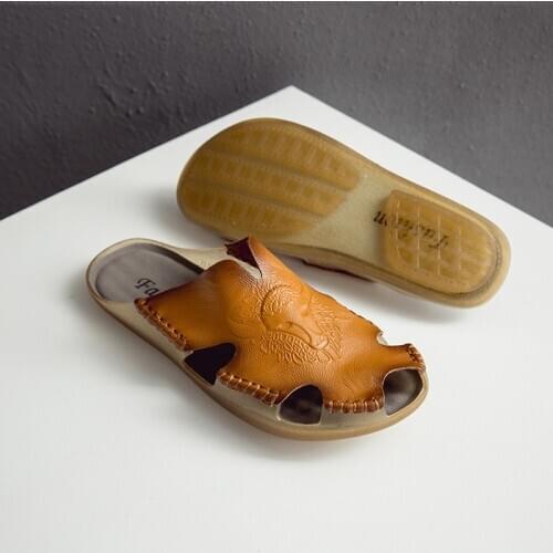 Italian genuine leather slippers for men 2020 summer sandals handmade designer 39 mens fashion half shoes roman backless beach