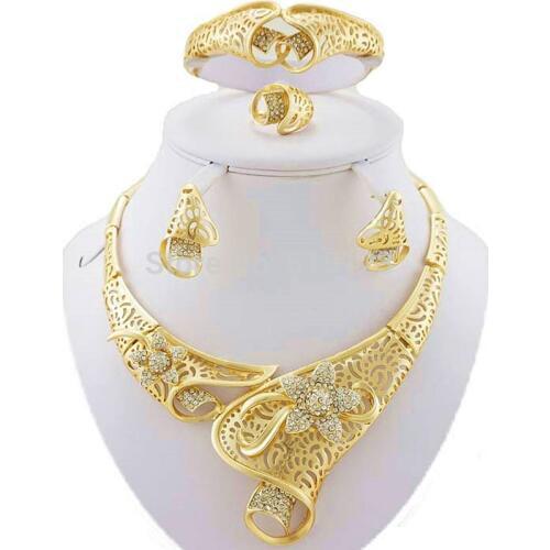 Free shipping african jewelry sets high quality jewelry set wedding party jewelry set gold fine jewelry women necklace