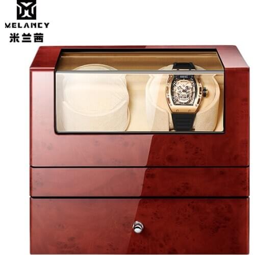 2+4 Display Watch Box Automatic Watch Winder rotator Holder PU Leather Watch Winding Storage Case Box Organizer Silent Operation