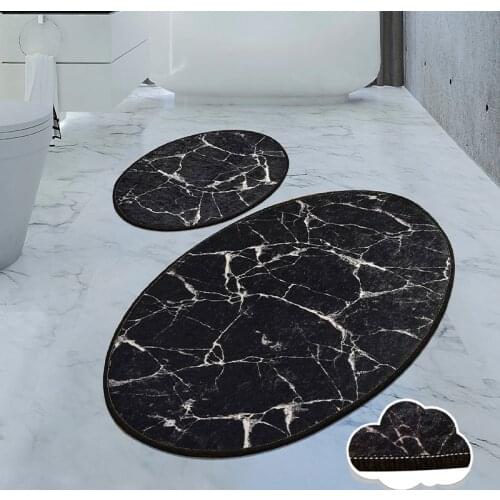 Bath Mat Digital Print 2pcs Set Marble Design Anti-slip Home Floor Decoration Bedroom Entrance Doormat Bathroom Carpet Non Slip