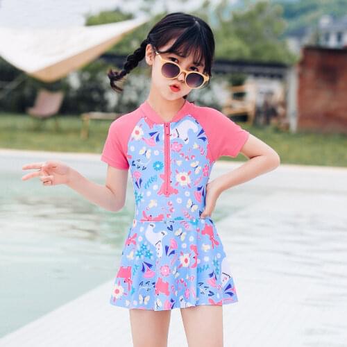 Ruffle braces one size swimwear for girls bathing suit one piece kids swimsuit skirt children swimming suit spring clothes