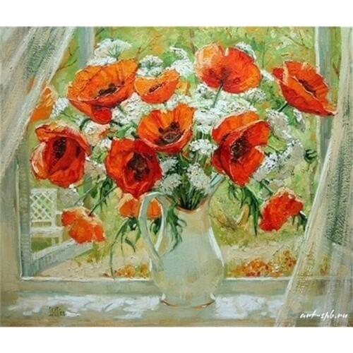 Diy square fill Diamond Painting cross stitch Russia red Flowers diamond mosaic embroidery canvas home decoration A5015R