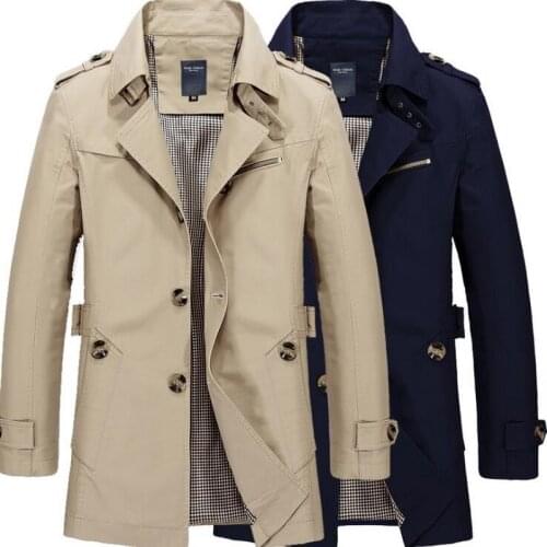 Men Fashion Trench Brand Overcoat Jacket Outerwear Male Single-breasted Trench Windbreaker