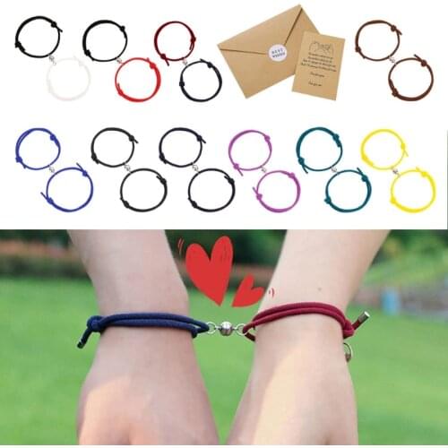 2Pcs Lover Couple Magnetic Distance Matching Bracelet Kit Lovers Matching Friendship Bracelet Kit Lovers Fashion Jewelry