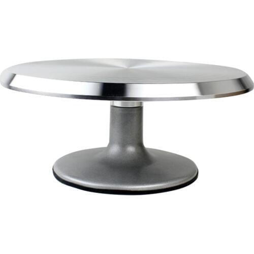 New Baking Tool Alloy Mounted Cream Cake Turntable Rotating Table Stand Base Turn Around Decorating Silver Metal