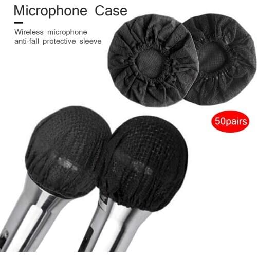 50 Pairs Disposable Non-Woven Microphone Covers Universal Mic Protective Windscreen Cap Pads for KTV Karaoke