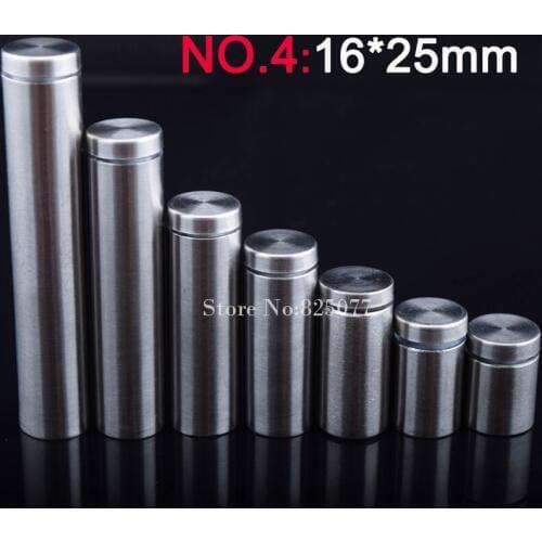 16*25mm Stainless steel fasteners advertisement glass standoff hollow screw glass cabinet display screw 500PCS wholesale KF836