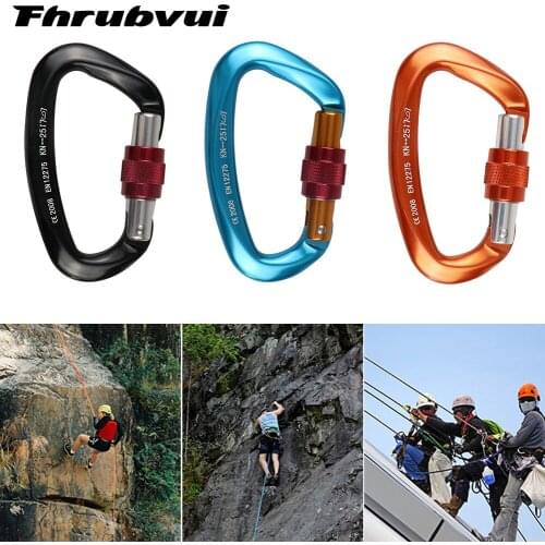 Professional Climbing Carabiner D Shape Mountaineering Buckle Hook 25KN Safety Lock Outdoor Climbing Equipment Accessory
