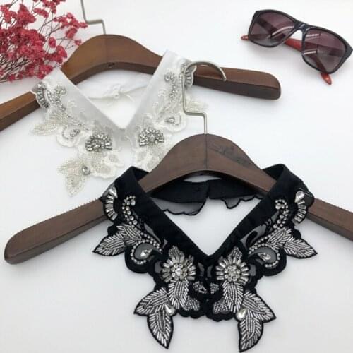 Luxurious Jewelry Decorative False Collar Necklace Dickey Handmade Beading Leaves Pattern Embroidery Choker Half Shirt 066F