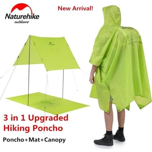 Naturehike 210T 20D Silicone Multifunction Backpack Poncho Rain Cover Raincoat Rain Cape for Hiking Travel Camping Fishing