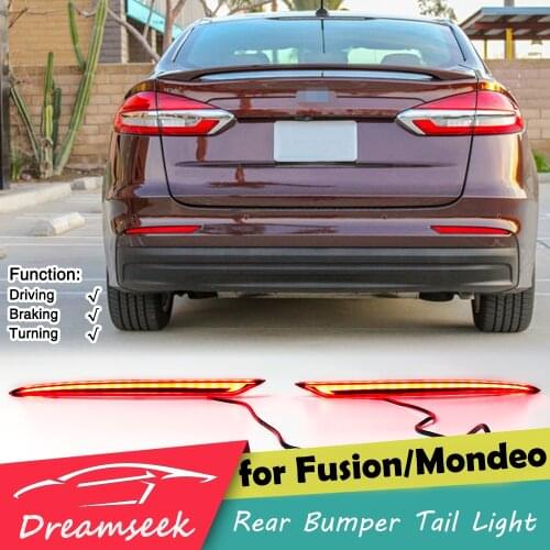 LED Reflector Rear Bumper Tail Light for Ford Fusion Mondeo 2019 2020 Brake Lamp with Dynamic Sequential Turn Signal Red Lens