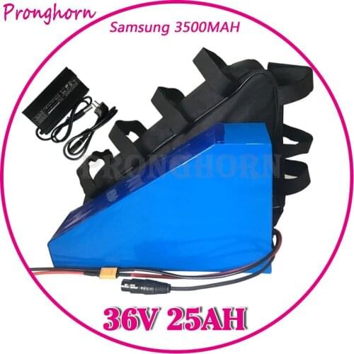 36V 25AH Triangle Lithium Battery 36 V 25AH Battery for Electric Bicycle use 3.7V 3500MAH 35E cell with Bag +50A BMS 5A Charger