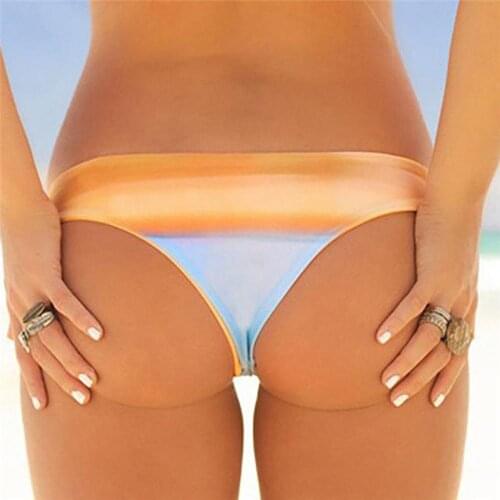 Sexy Ladies Clearance Summer Triangle Women Solid Polyester Bikini Thong Bottom V Shape Hot Sale Smooth Low Waist Swimming Trunk