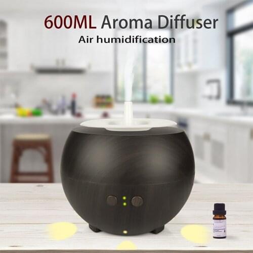 600ML Aromatherapy Diffuser, Large Capacity Wood Aroma Essential Oil Diffuser Ultrasonic Air Humidifier for Room Bedroom Office