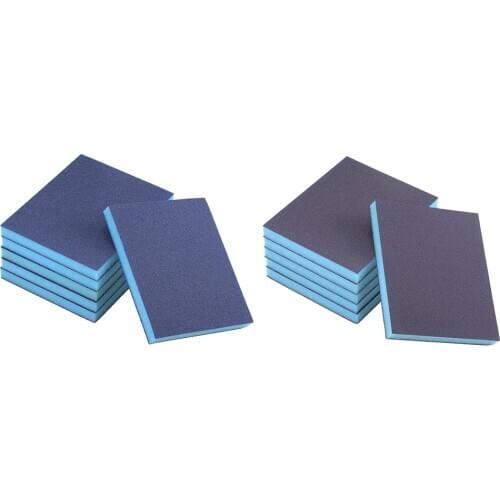 Uxcell 6pcs Sanding Sponge Sanding Block Pad 4.7inch X 3.9inch X 0.4inch Blue for Wood Paint Metal Kitchen Plastic Drywall