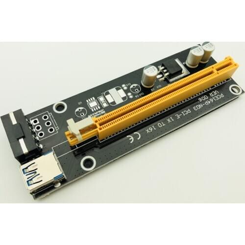 VER006 PCIE Riser Card PCI Express 1X to 16X Extension Adapter 60CM USB 3.0 Cable SATA 4Pin Molex Power for Bitcoin Miner Mining