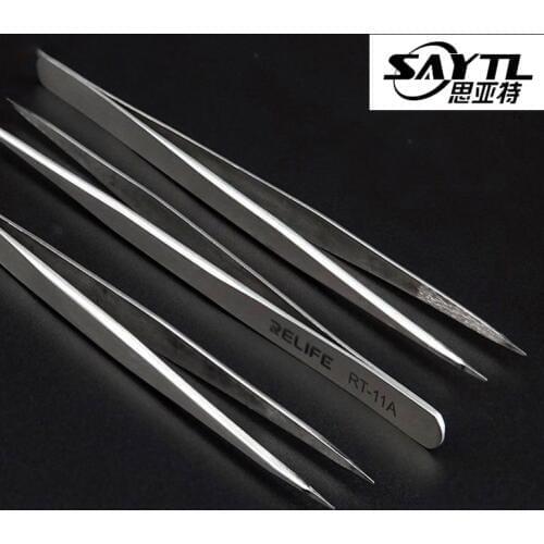 Precision industrial steel Tweezers for soldering smd Edge Precise Fingerprint Fly Line Picker phone repair electronic tweezers