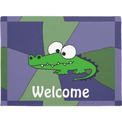 Funny Green Alligator Abstract Doormat Home City Rustic Doormat Home Decoration Entry Non-slip Door Mat Rubber Washable Floor