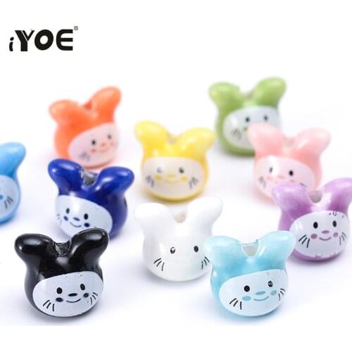 10/30/50pcs 12mm Cute Animal Totoro Ceramic Beads Colorful Chinchillas Loose Beads Glaze Jewelry for Making Bracelet DIY Craft