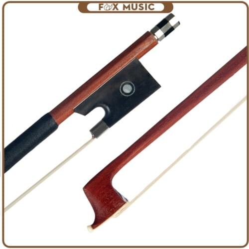 4/4 Size Violin Bow Brazilwood Bow Round Stick Bow Natural Horsehair Ebony Frog Sheep Skin Grip Student Bow Beginner Use