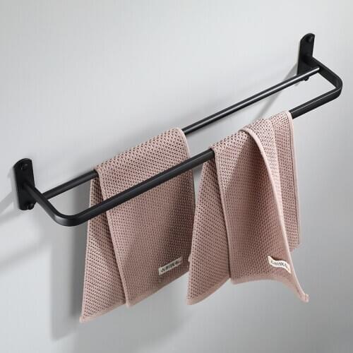 40/50 CM Wall Mounted Space Aluminum Bathroom Accessories towel rail Matte Black Towel Holder Kitchen Storage Shelf