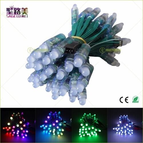 50pcs/unit IP68 Waterproof LED Pixel Module,DC5V WS2811 Black/Green/White/RGB Wire String Lights Christmas Holiday,Addressable