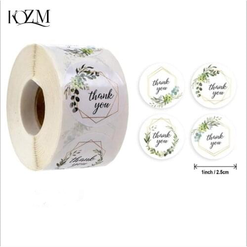 500Pcs/Roll Ronde Bloemen Dank U Stickers Scrapbooking Voor Pakket Seal Labels Custom Sticker Decoratie Bruiloft Sticker