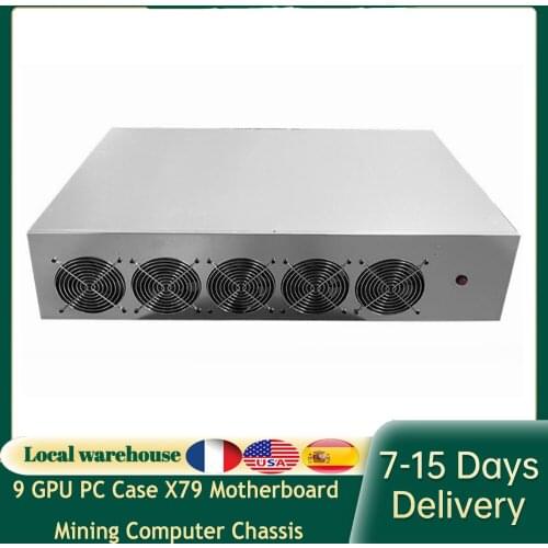 9 GPU PC Case X79 Motherboard Mining Computer Chassis with Fan 3060 Platform Server Miner Rig Frame for ATX/M-ATX/Mini ATX