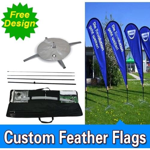 Free Design Free Shipping Single Sided Cross Base Teardrop Flag Signs Advertising Feather Banner Stands Custom Feather Flag