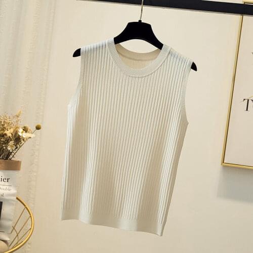 Beige Round-neck Women Girl T-shirt Summer Camisole Vest Sexy Sleeveless Casual Tops Cloth Student Camis Tank Top Cheap T shirt