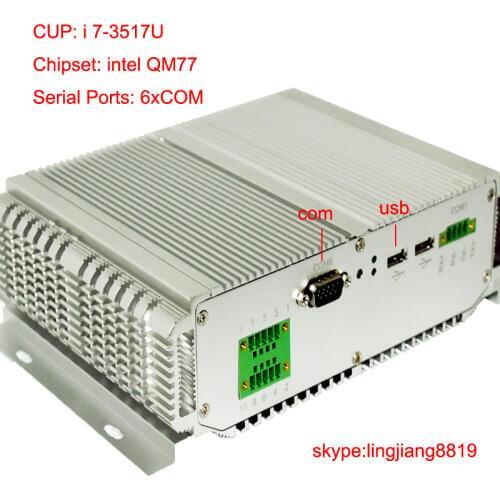 Fanless embedded Mini PC 3xUSB3.0 intel Core i7 3517U processor Rugged Embedded Industrial Computer 2*LAN HDMI 6*COM