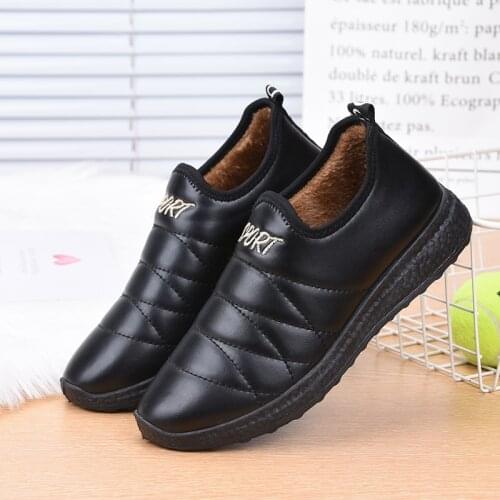 Mother Cotton Shoes 2019 Women Winter PU Waterproof Thick Warm Short Boots Comfortable Non-slip Light Casual Cotton Shoes 36-41