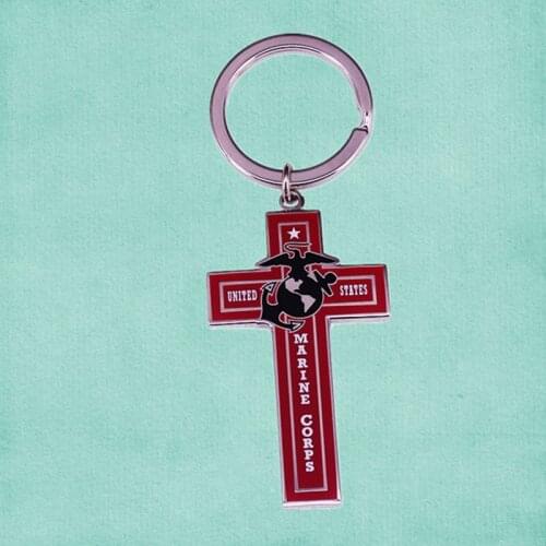 USMC US Marines Logo Keychain Eagle Globe and Anchor EGA emblem Patriotic Key Ring Military Gift key fob tag