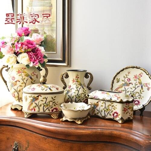 European Rural ceramic vase living room porch dining table tea table TV wine cabinet flower decoration