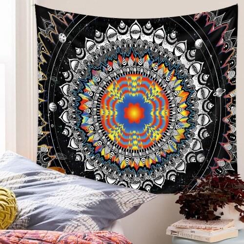 Hippie Trippy Tapestry Wall Hanging Mandala Indian Bohemian Decoration Gothic Home Decor Psychedelic Carpet Beach Yoga Bedspread