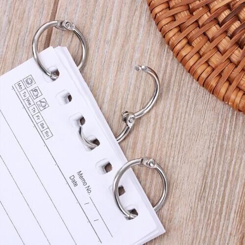10Pcs Metal Loose Leaf Book Binder Hinged Hoop Rings Multifunction Keychain Circle DIY Album Notebook Calendar Scrapbook Craft