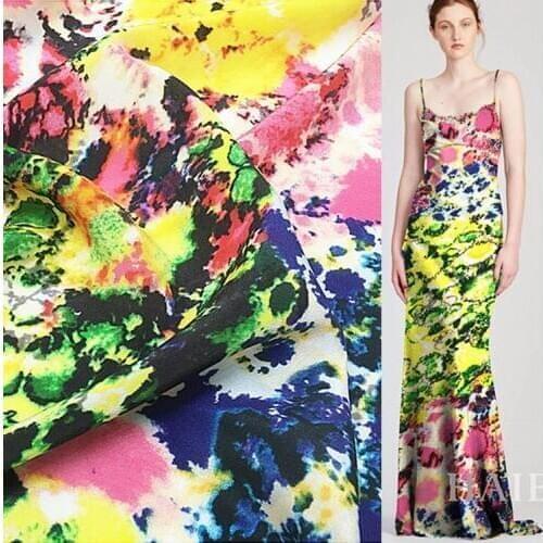 Colorful graffiti print 100% pure silk Crepe DE chine silk fabric 14momme 137cm width by yard,SCDC320