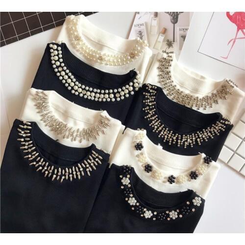 New summer fashion women Sleeveless thin sweater female All-match Beading o-neck knitted vest girl Camis Tank