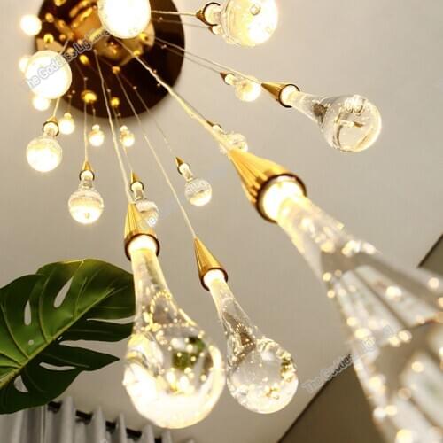 Modern Crystal Ceiling LED Chandeliers Rain Drop Lamp Decor For Home Decoration Stair Kitchen Living Room Indoor Lighting Luxury