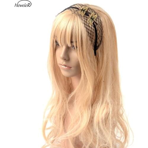 Trendy Wedding Lady Handmade Headband Alice Band Hair Accessory Dragonfly Veil Beads Party Headpieces