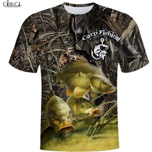 CLOOCL Carp Fishing 3D Printed Mens T Shirt Harajuku Summer Short Sleeve Street Casual Unisex T-shirt Tops Drop Shipping